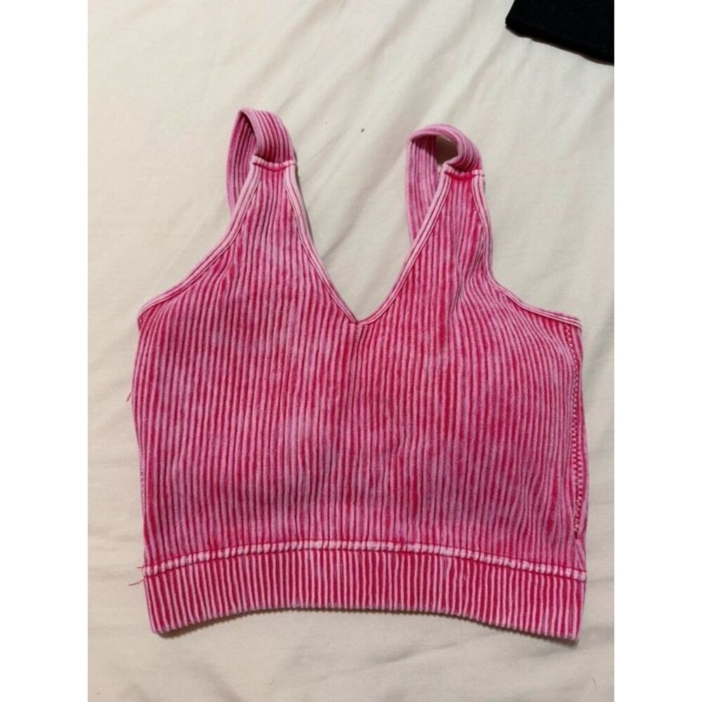 Zenana Pink Acid Wash pull over bra